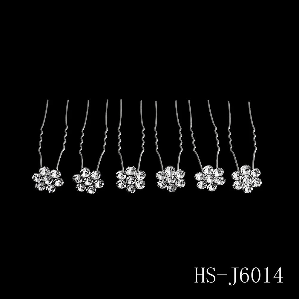 6 pcs/lot Austrian Crystal Rhinestones Bridal Hairpins Pearl Wedding Headpieces Hair Jewelry Accessories for Women Holiday Gift