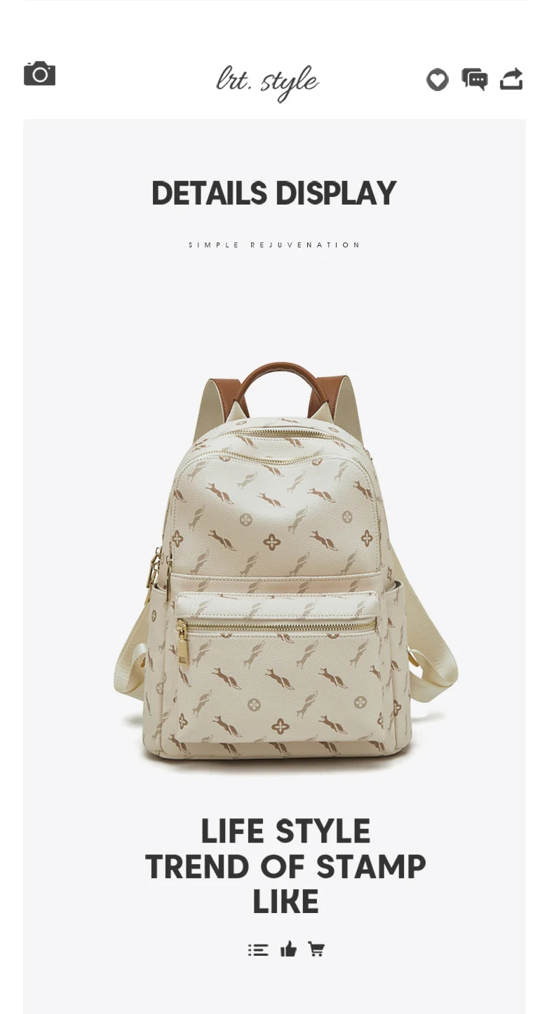 FOXER Women Travel Rucksack Female Casual Monogram Backpack