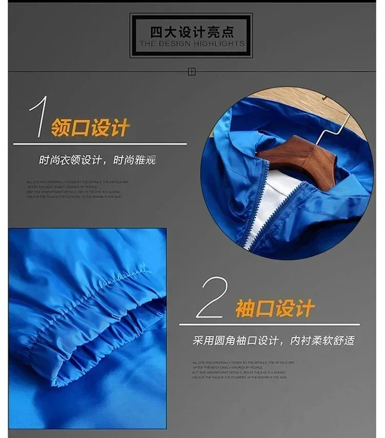2025 New European and American men's fashion jacket, windproof and waterproof zipper hooded overcoat, spring and winter outdoor