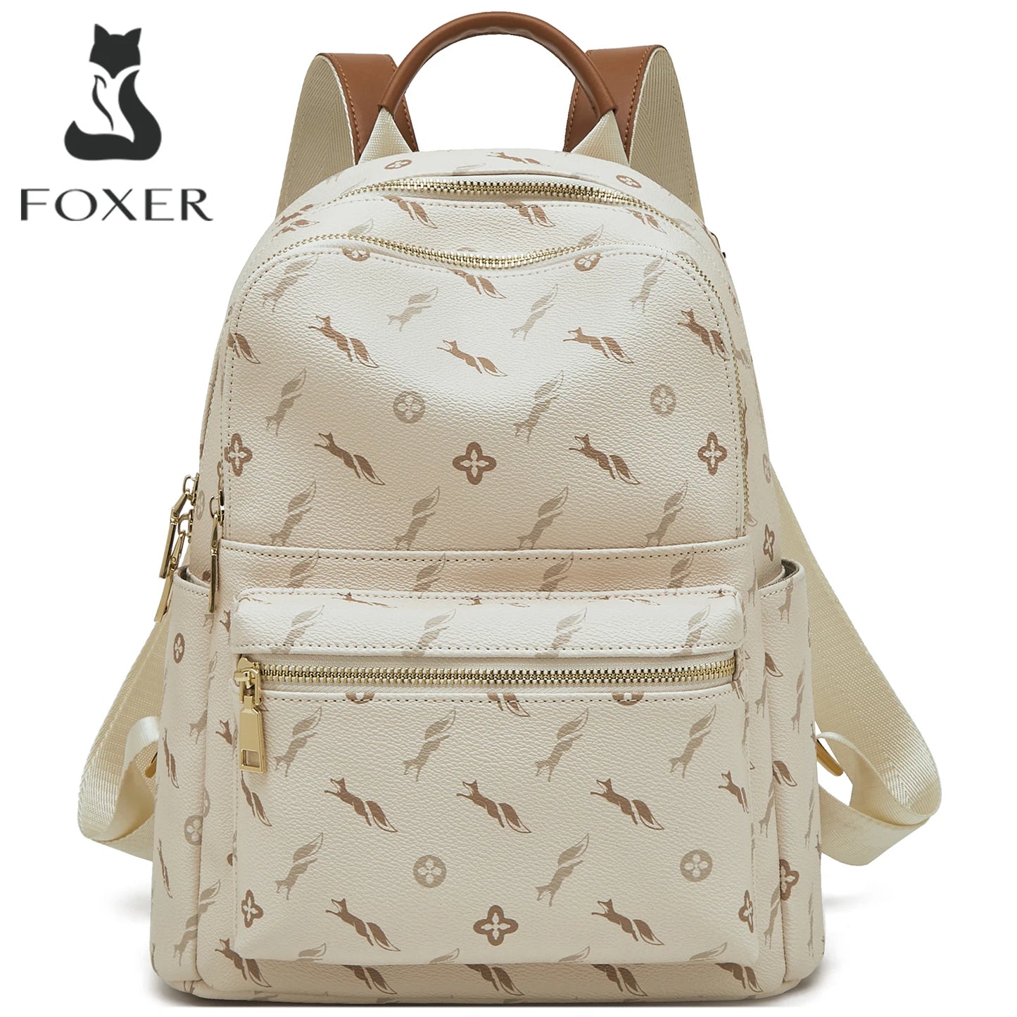 FOXER Women Travel Rucksack Female Casual Monogram Backpack