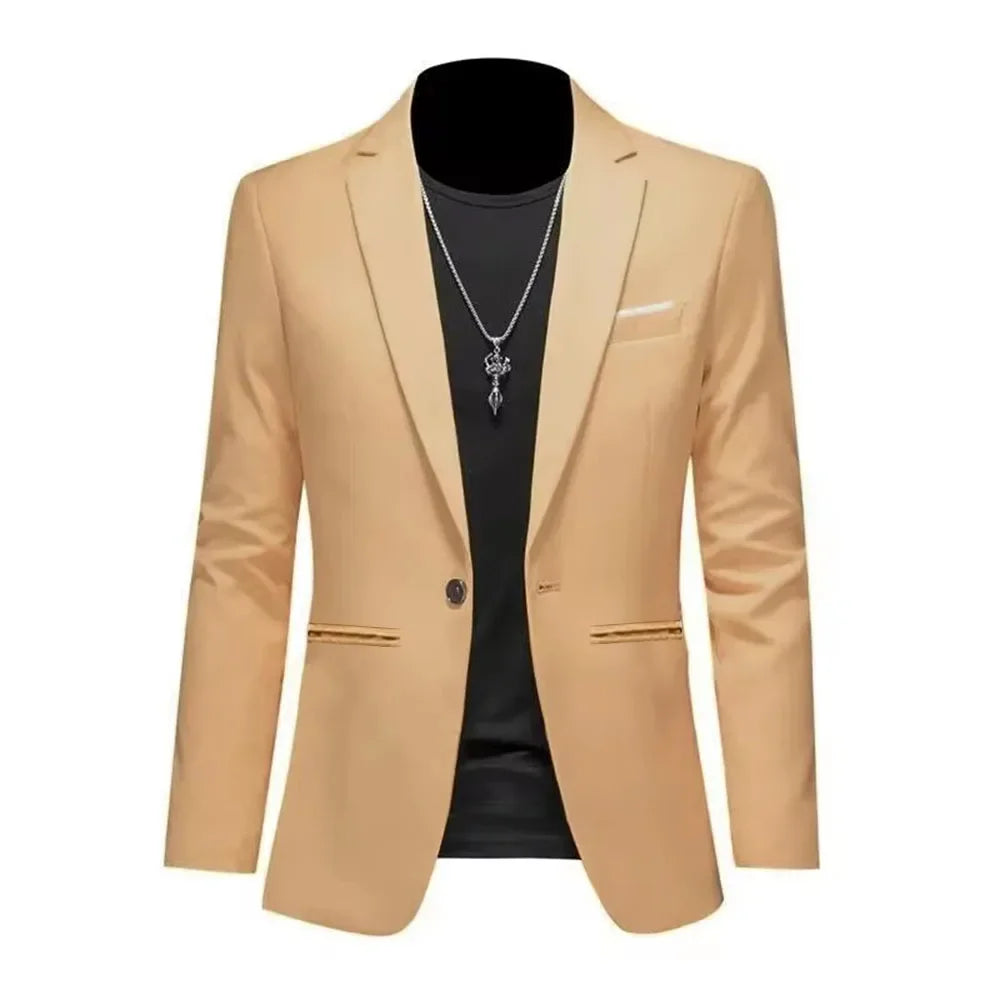 Men's Trendy Leisure Boutique Suit Jacket  Autumn Casual Business Slim Fit Non-ironing Single Button Suit