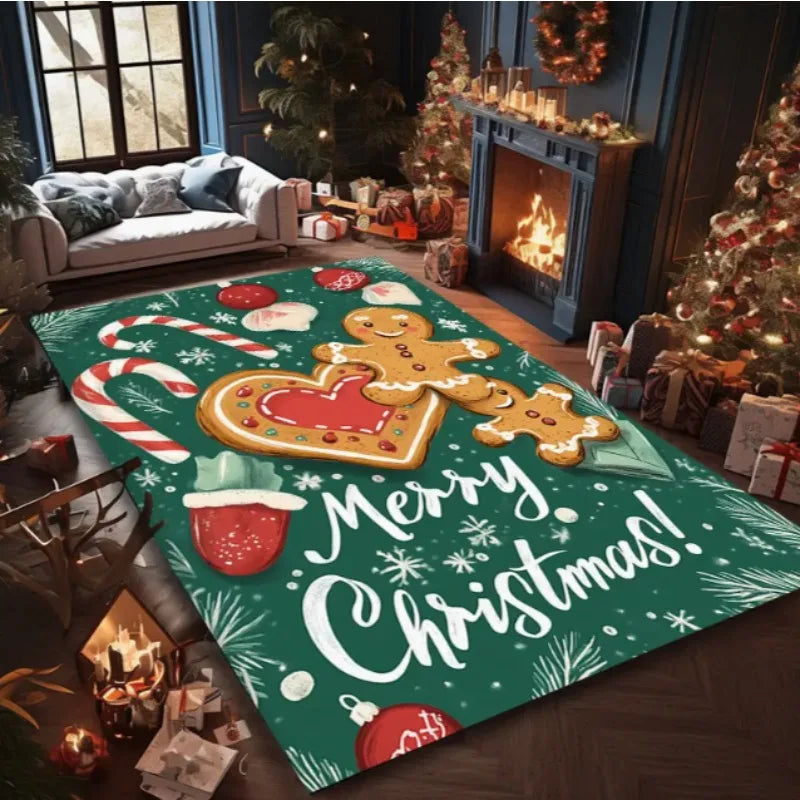 Gingerbread Man Carpet Christmas Tree Christmas Floor Mat Terrace Living Room Bedroom Balcony Camping Outdoor Carpet Decoration