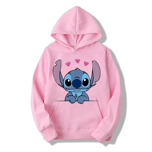 Halloween Costumes Women Warm Winter Jacket Women Disney Lilo & Stitch Pattern Sweatshirt Harajuku Style Women Oversized Hoodie