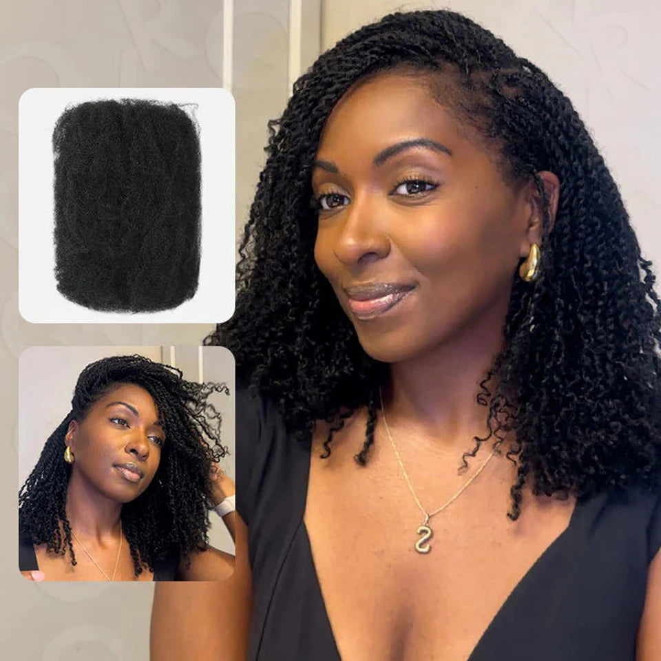 Afro Kinky Bulk Human Hair For Dreadlock Extensions Loc Repair Braiding Twist Afro Kinky Human Hair for Locs 1 Pack  Braids Hair
