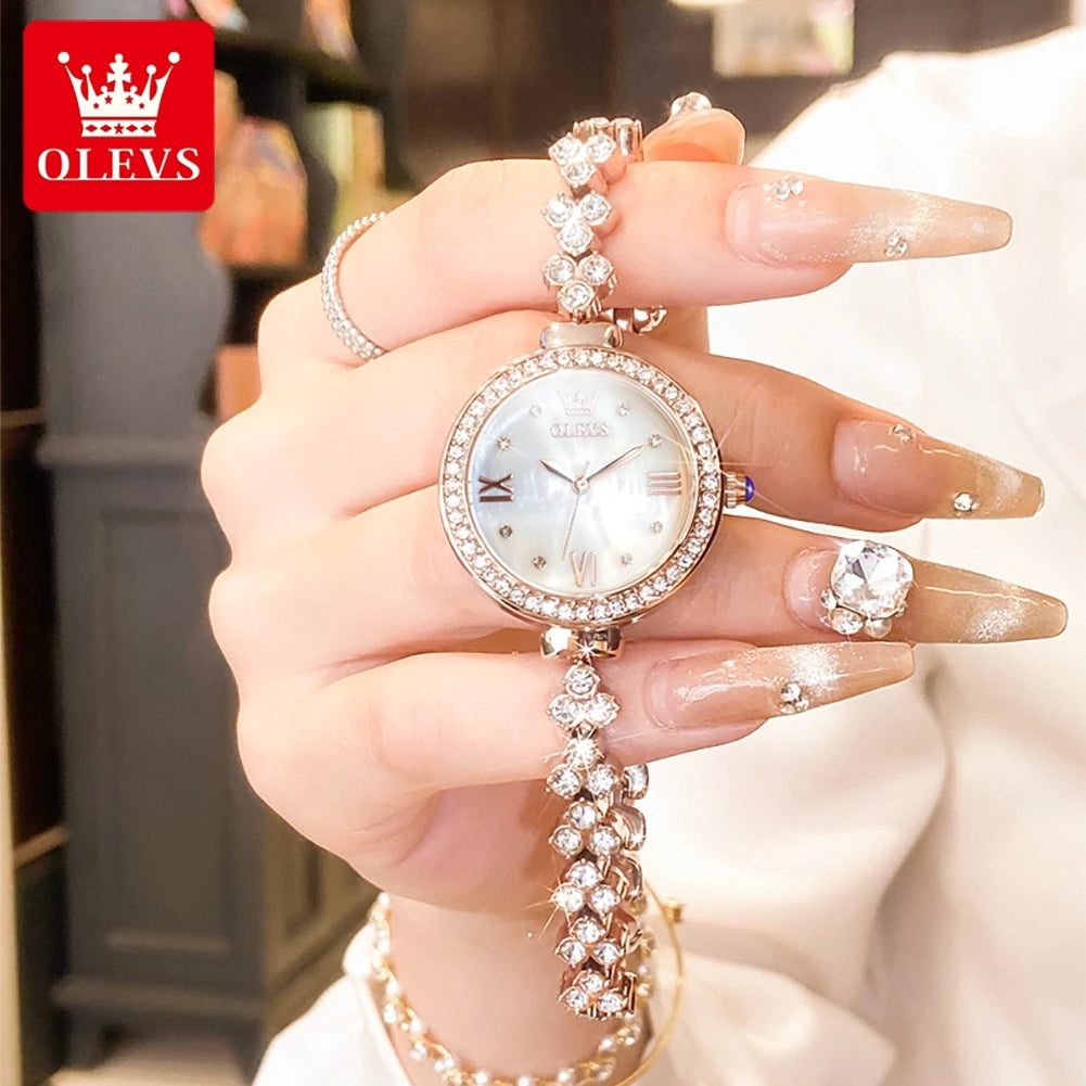 OLEVS 9903 Women Watchs Original Fashion Elegant Quartz Wristwatch Waterproof Luminous Bracelet Watch Band Diamond Bezel Reloj