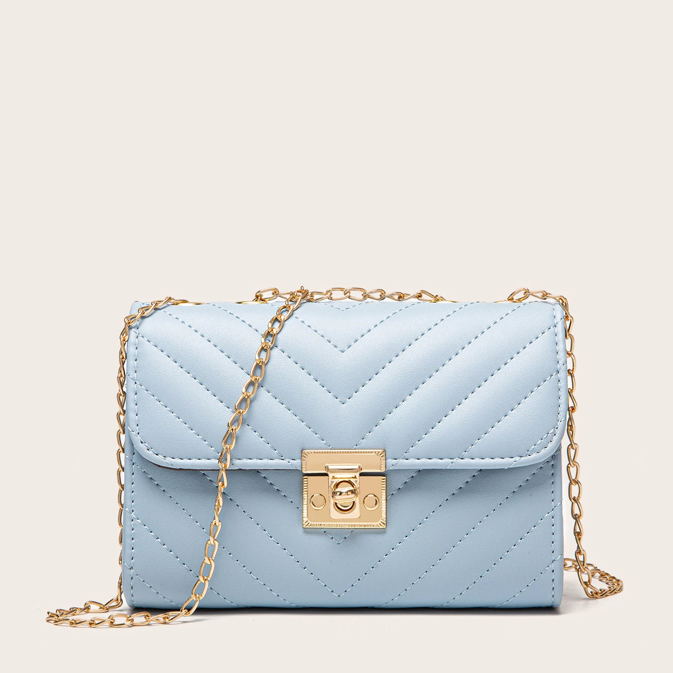 Lingge Chain Small Square Bag Lock Buckle Single Shoulder Crossbody Bag Texture