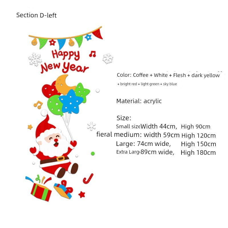 Christmas Decoration Scene Layout Shopping Window Glass Sticker Painting Santa Claus Christmas Tree Wall Decorations