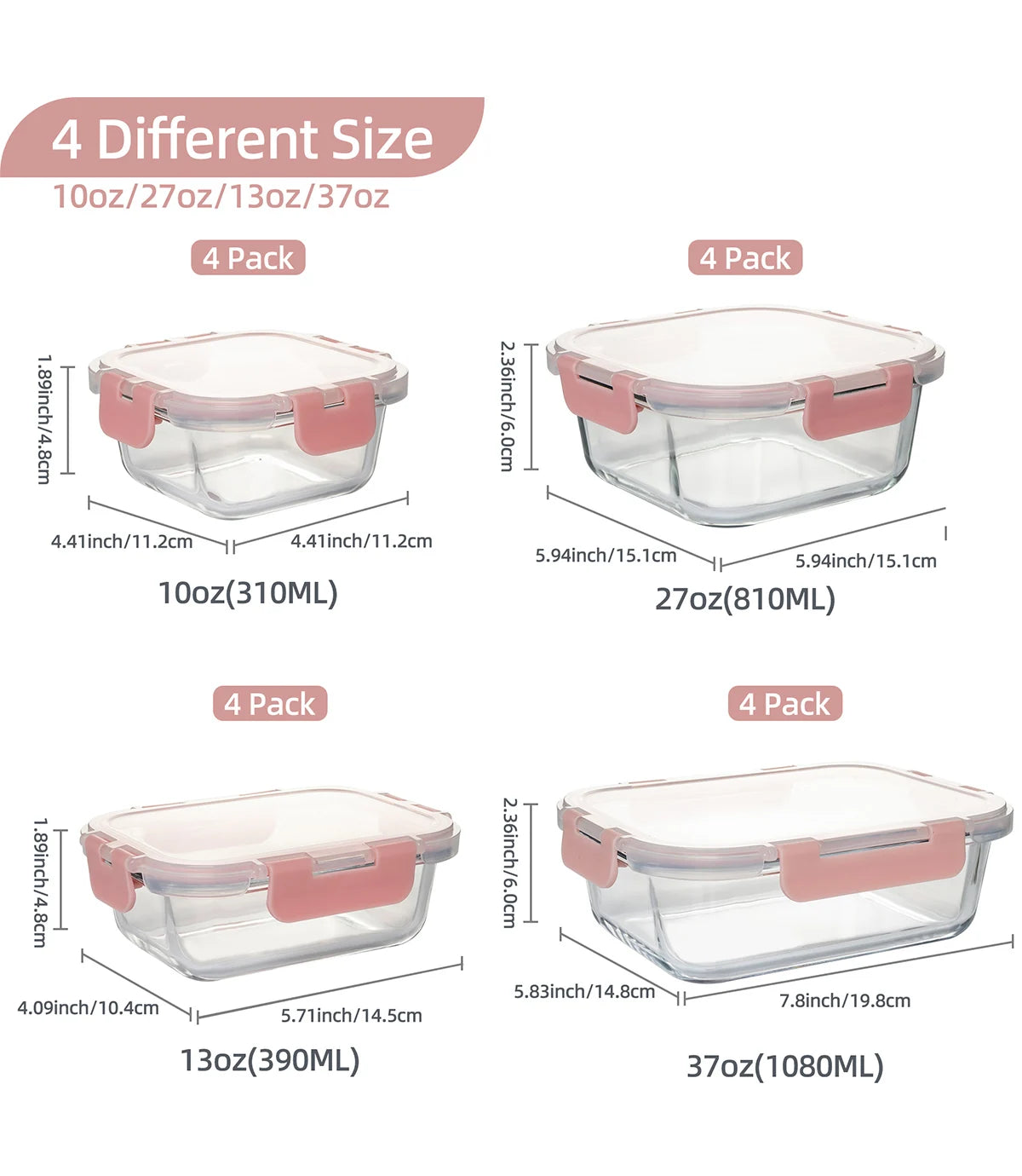 16-Piece Glass Food Storage Containers Set, Leakproof Airtight BPA-Free, Microwave & Oven Safe, Stackable Kitchen Organizers wit