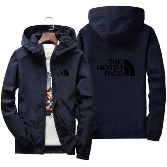 2025 New European and American men's fashion jacket, windproof and waterproof zipper hooded overcoat, spring and winter outdoor
