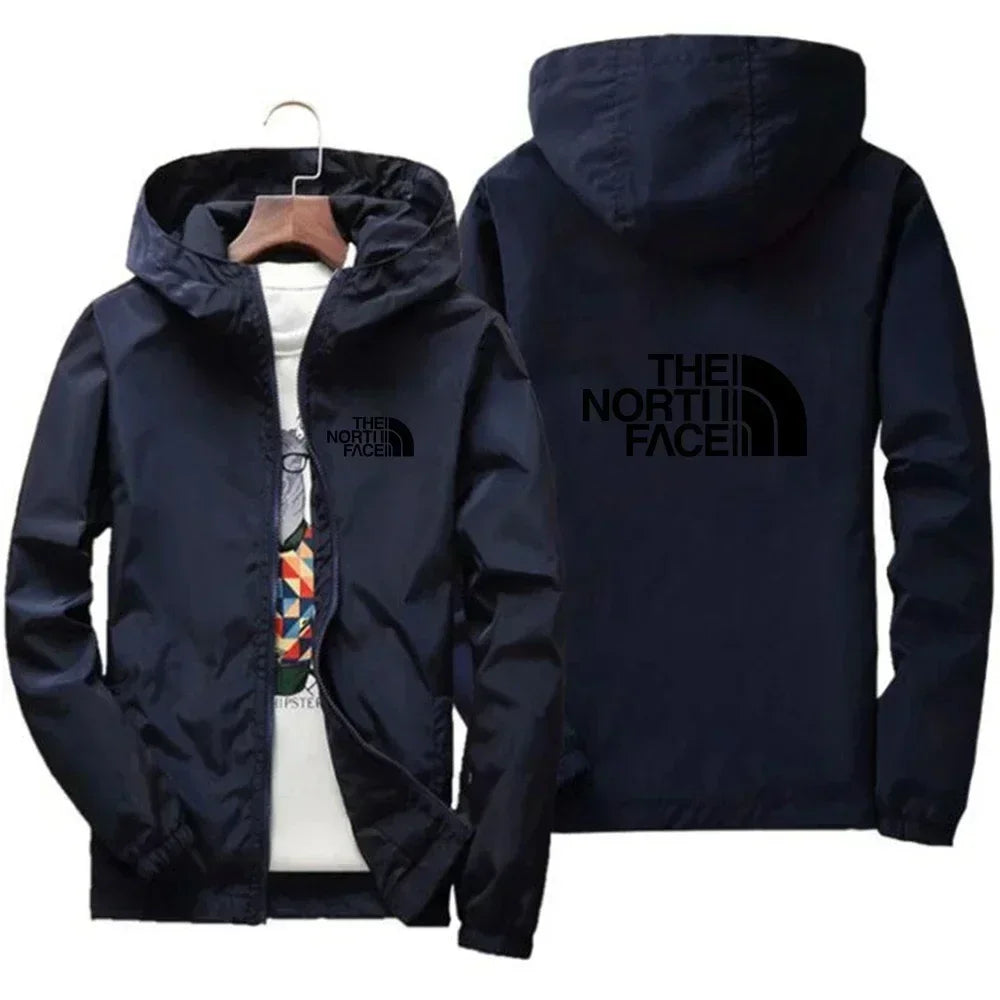 2025 New European and American men's fashion jacket, windproof and waterproof zipper hooded overcoat, spring and winter outdoor