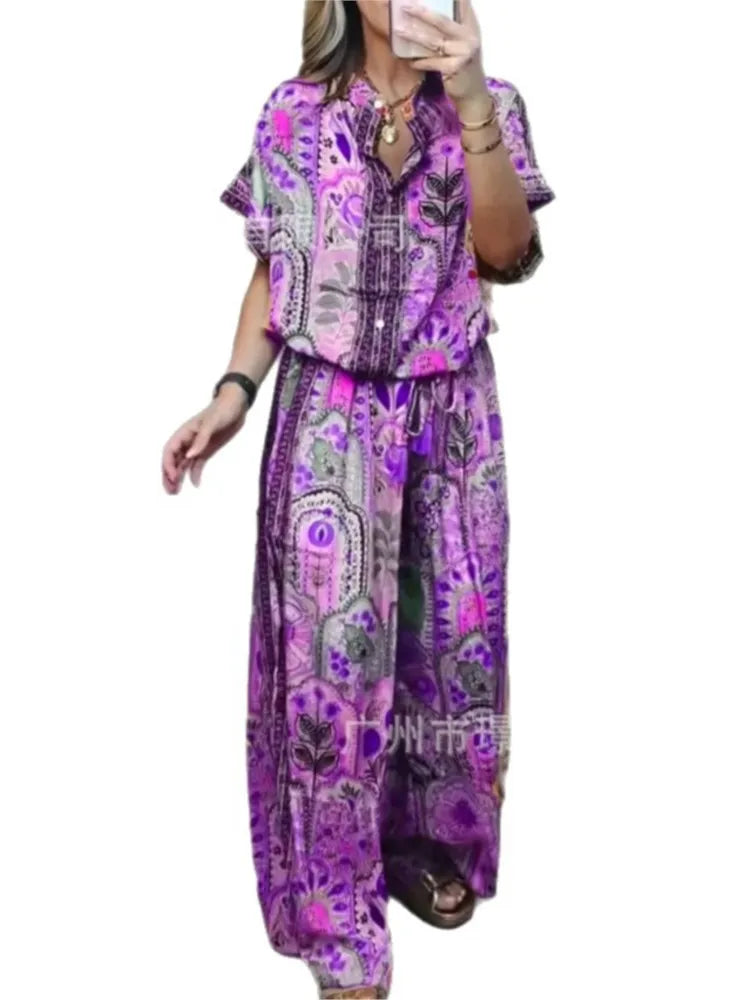 Wide-leg Trousers Two-piece Suit For Women