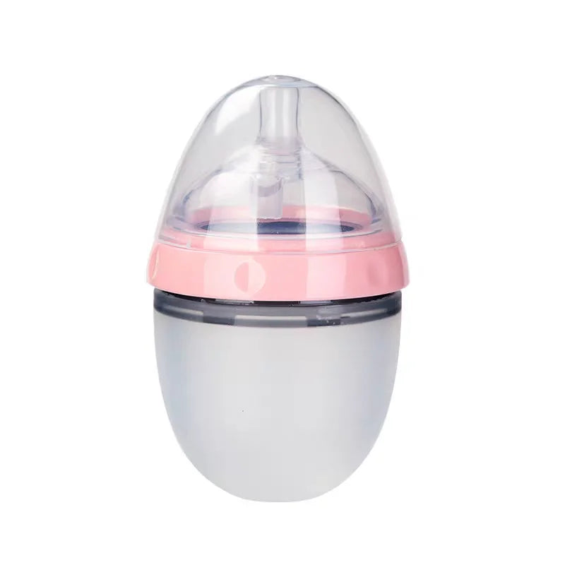 New 0-36 months baby nano-silicone bottle 240ml 150ml with handle Breastmilk-like design Soft milk pulling