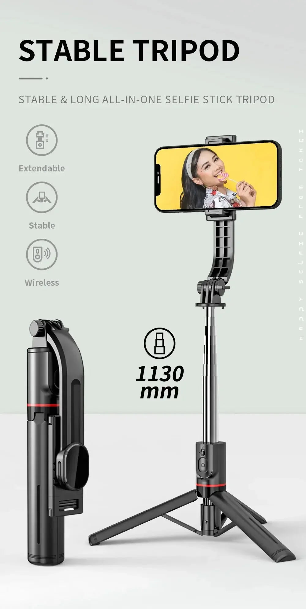 Wireless Selfie Stick for Smartphone, 44 Inch Tripod with Bluetooth Remote,