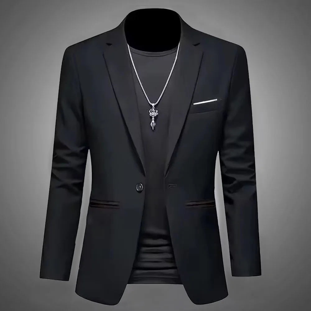 Men's Trendy Leisure Boutique Suit Jacket  Autumn Casual Business Slim Fit Non-ironing Single Button Suit