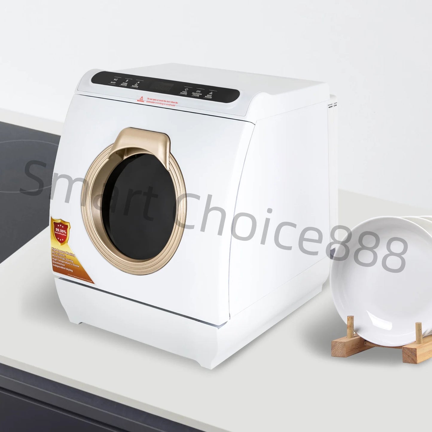 110V 900W Portable Dishwasher Countertop Dish Washing Machine Sterilization Temperature 72℃ 5 Washing Programs Apartment