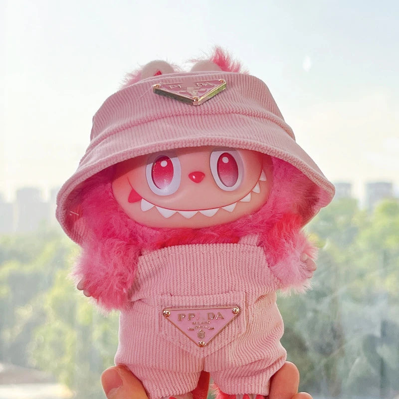 Labubu Clothes Corduroy Mini Doll Clothing Set Cute Hats Clothes Vinyl Doll Accessories Training Sitting Party Games Toys
