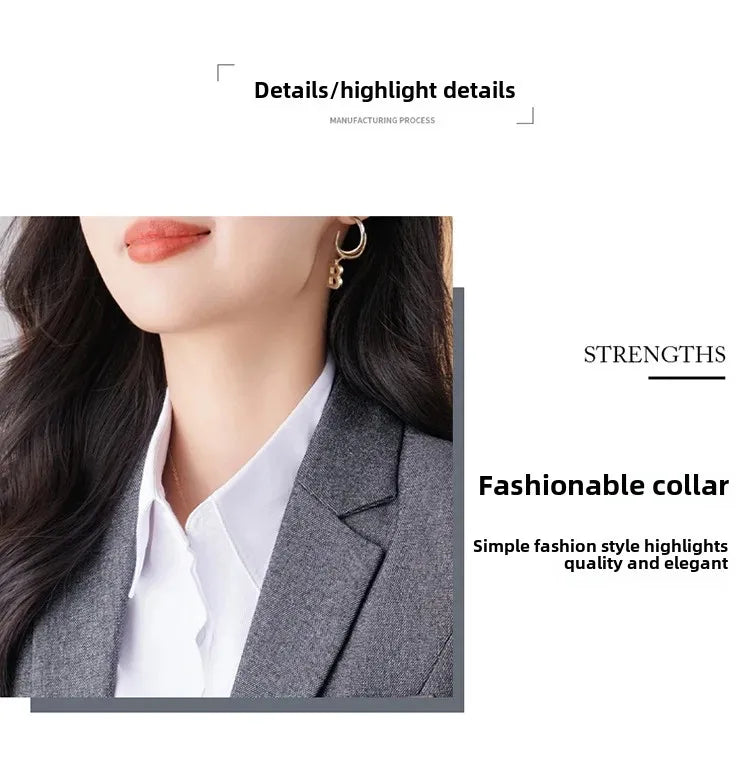Elegant Western-Style Black Suit Jacket For Women Fashionable Professional Workwear Ideal For Interviews And Office Settings