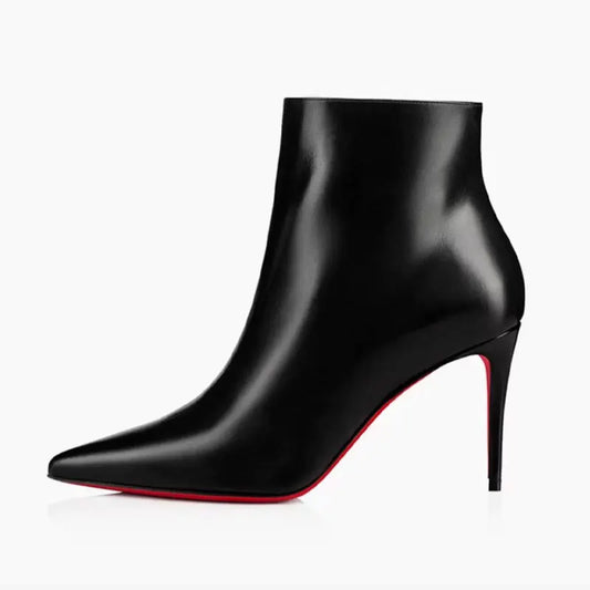 2025 European AndAmerican LuxuryCrocodile LeatherStilettoHigh Heels, Side ZipperPointed ShortBoots, Women's VersatileSuede Shoes