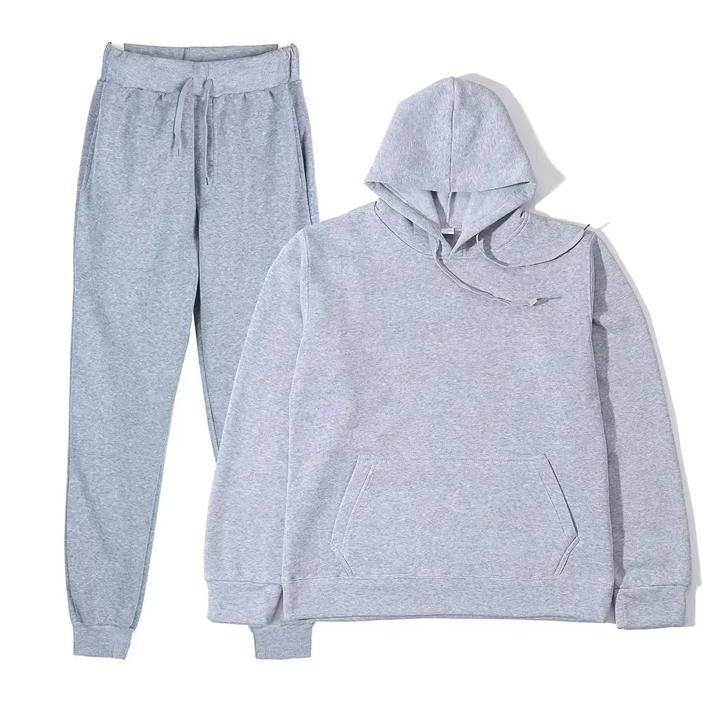 2024 Autumn/Winter New Velvet Warm Hoodie Sports Pants Two Piece Set for Men and Women
