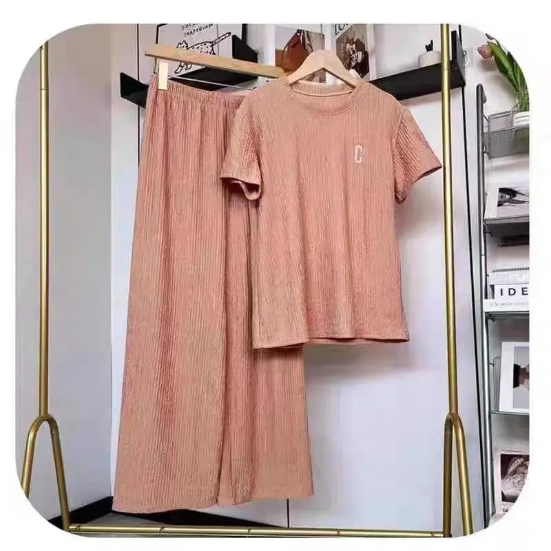 Woman Causal 2 Pieces Pajamas Home Wear Loungewear