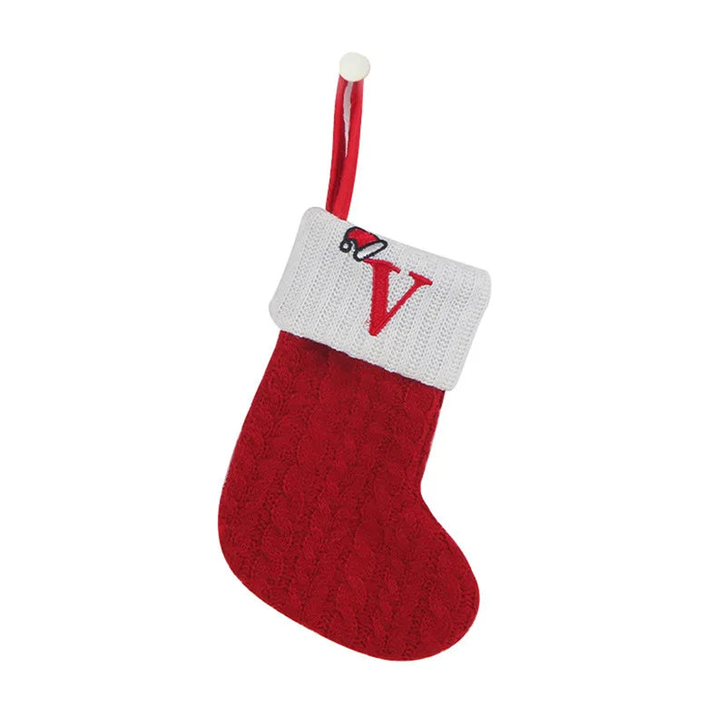 Christmas Socks Knitting Snowflake Letter Stocking Christmas Decoration For Home 2024 Xmas Tree Ornament Gift Navidad Natal 2025