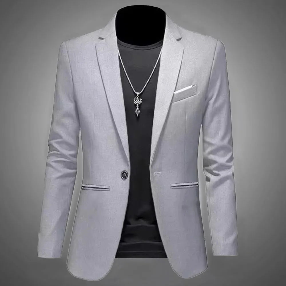 Men's Trendy Leisure Boutique Suit Jacket  Autumn Casual Business Slim Fit Non-ironing Single Button Suit