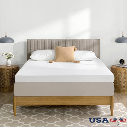 Dual-Layer 4 Inch Memory Foam Mattress Topper Twin Green Tea Charcoal Odor Absorbing Non-Slip Bed Comfort Support CertiPUR-US