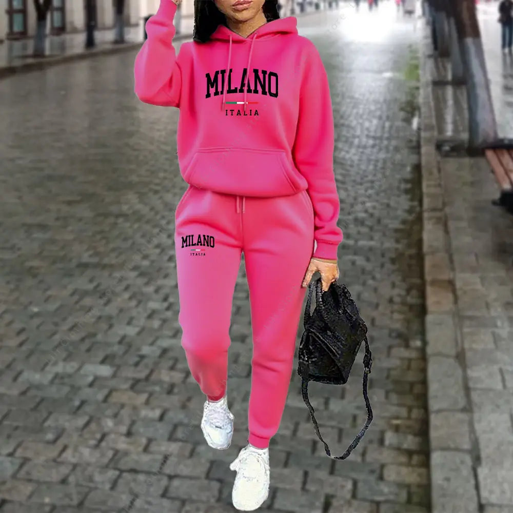 Autumn Winter Women's Sets 2pcs Hoodies Pants Suit Sports Outfits