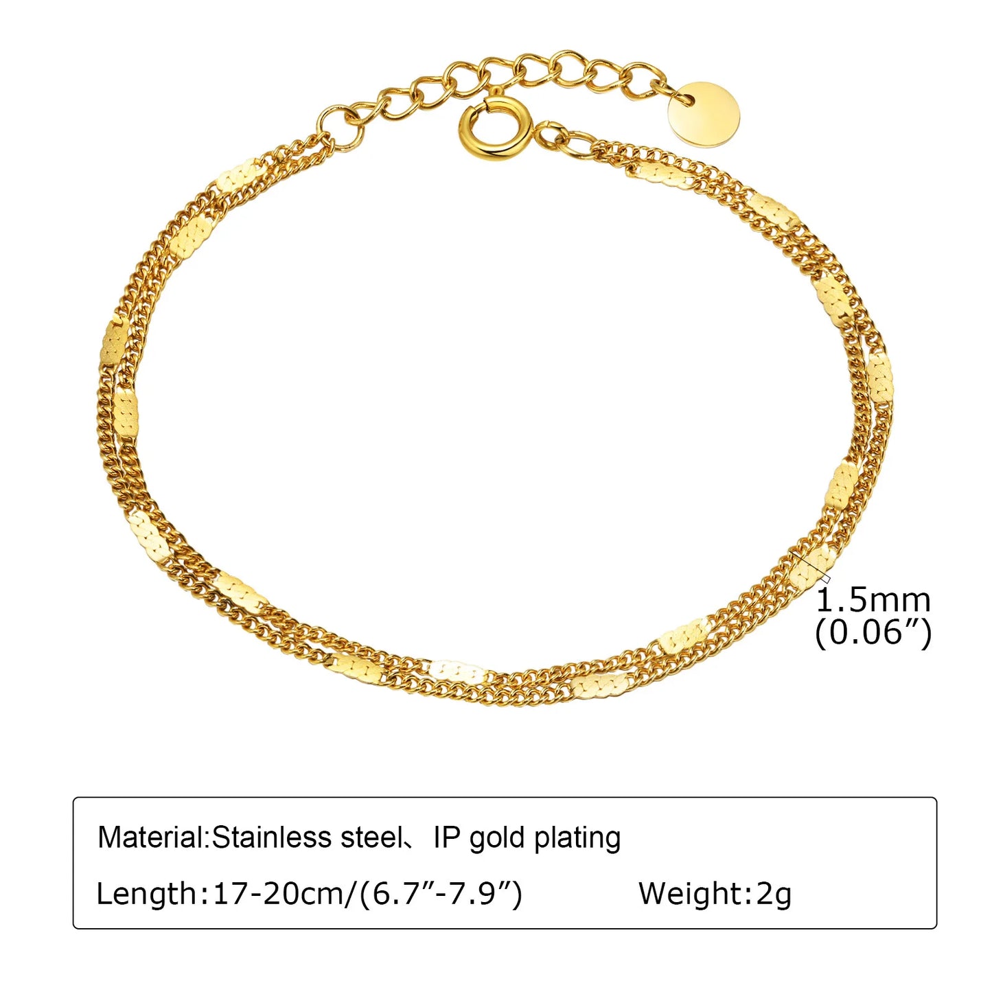 Statement Stainless Steel Chain Bracelet for Women, Vintage 18k Gold Plated Elegant Jewerlry