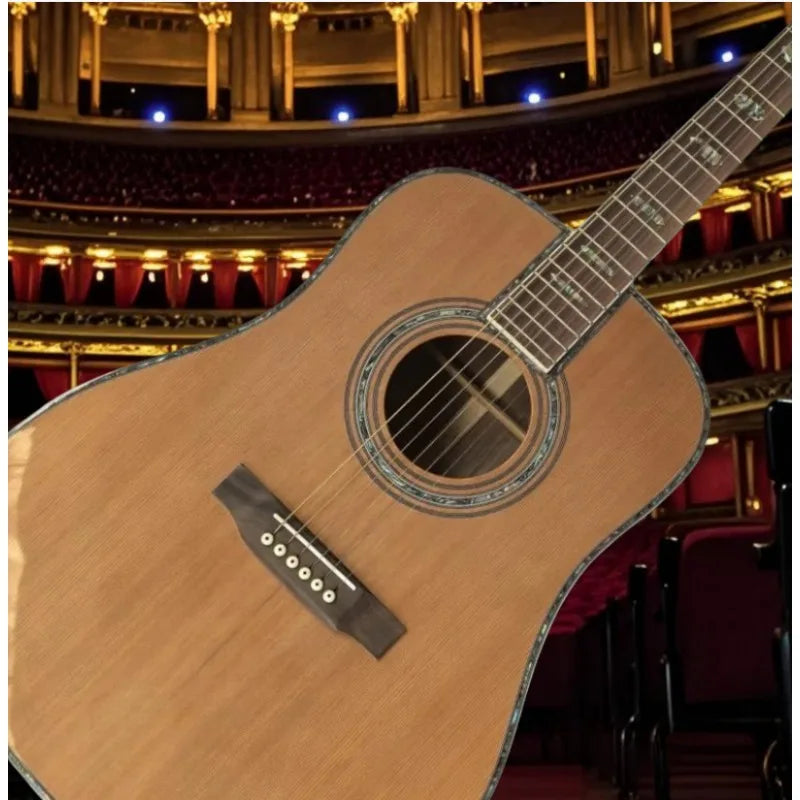 Free Shipping D45 Series Red Cedar Body Acoustic Guitar Good Texture Simple Design Rich Mellow Tone Solid Top Shell Inlay Novice