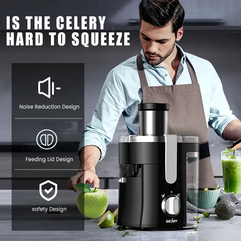 Juicer Machine,Centrifugal Juicer Extractor with Wide Mouth 3” Feed Chute for Fruit Vegetable,Stainless Steel,300W Motor,120V