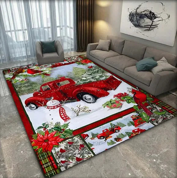 Christmas Red Santa Claus Truck Pattern Carpet Door Mat Door Mat Mat Living Room Carpet Christmas Decoration Room Home Decor