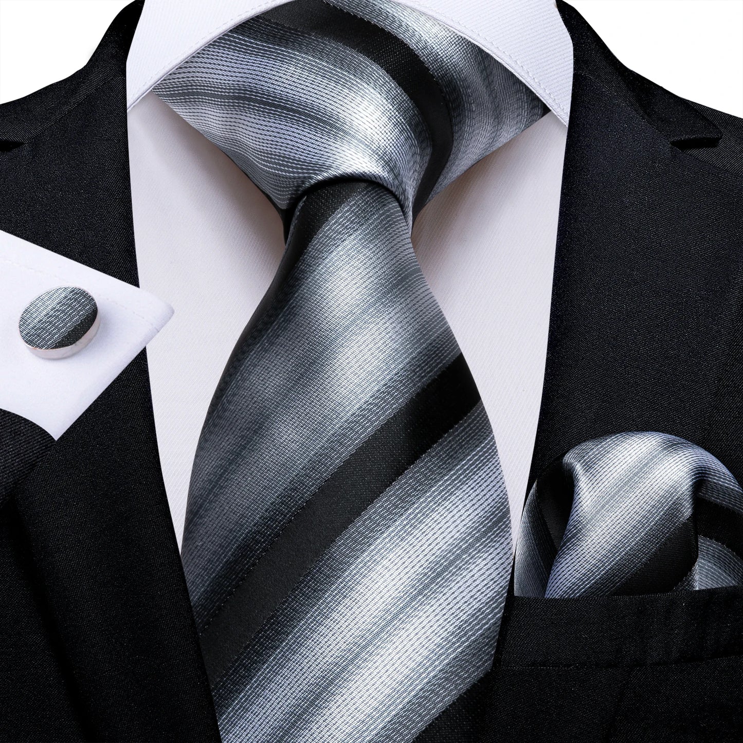 Gold Black Striped Silk Neck Ties