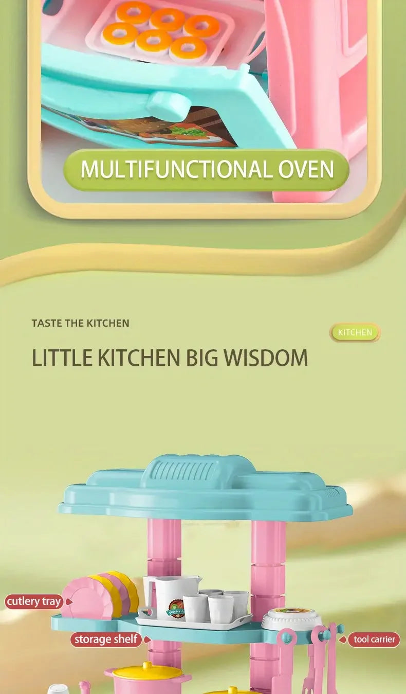 Mini Kitchen Counter Play Set DIY Simulated Cooking Food Tableware