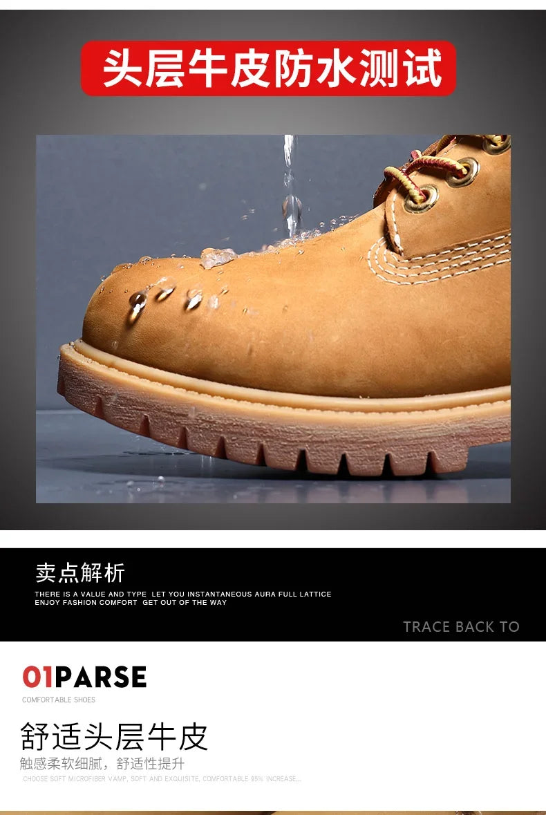 Genuine Leather Men's Winter Spring Ankle Treking Military