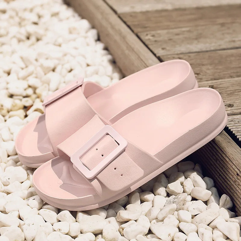 Comwarm Women's Summer Sandals 2025 New Flip-flops With Adjustable Bukle Fashion Outdoor Non-slip Beach Shoes House Flat Slides