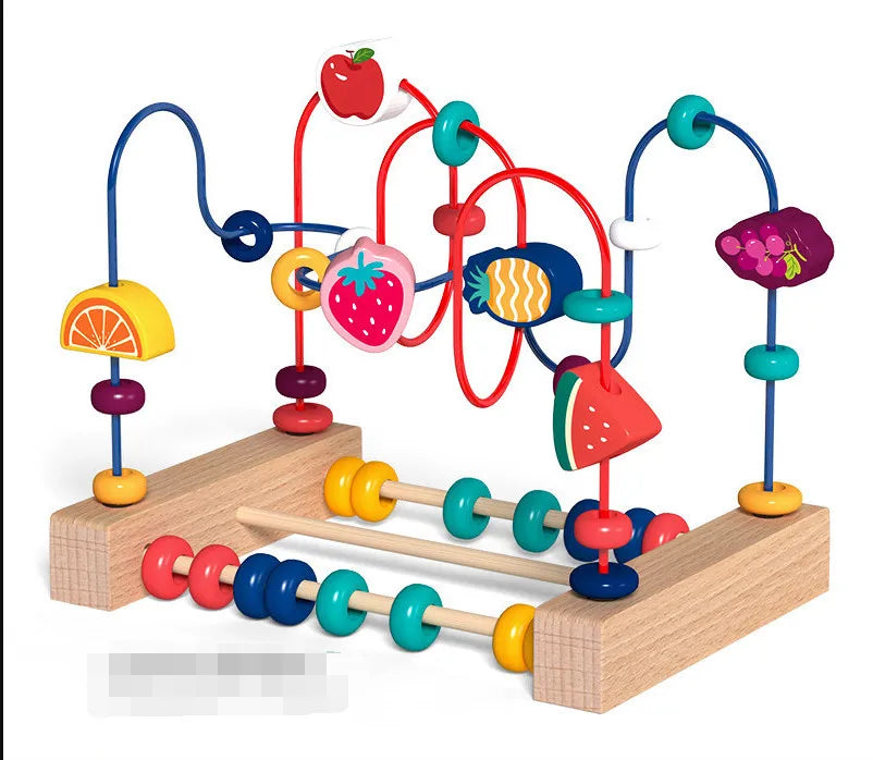 Montessori Wooden Toys Wooden Circles Bead Wire Maze Roller Coaster Toys Educational Wood Puzzles Boys Girls Kid Toy 6 Months