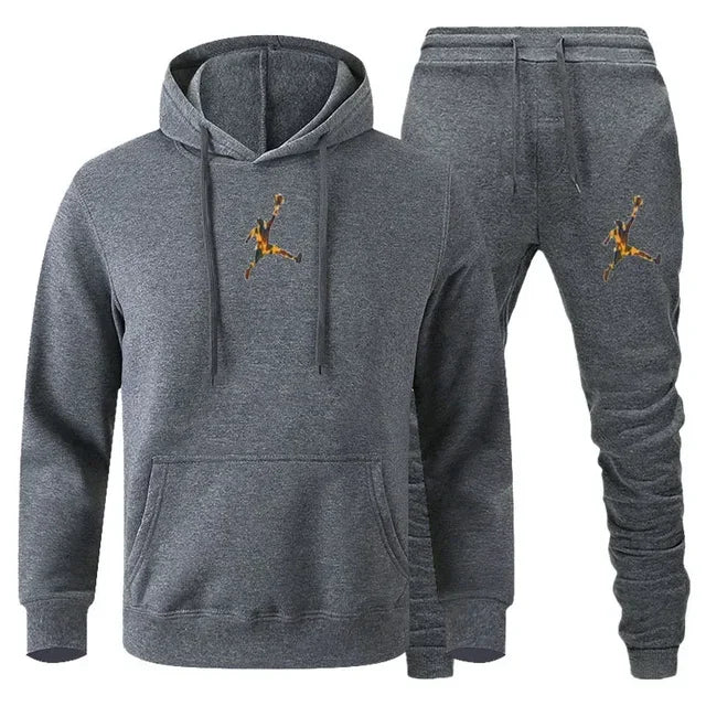 2025 Autumn/Winter Men's Fashionable long-sleeved sweatshirt + casual pants 2-piece set