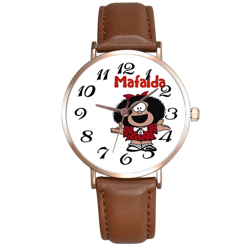 Cartoon Children'S Watch Rose Gold Leather