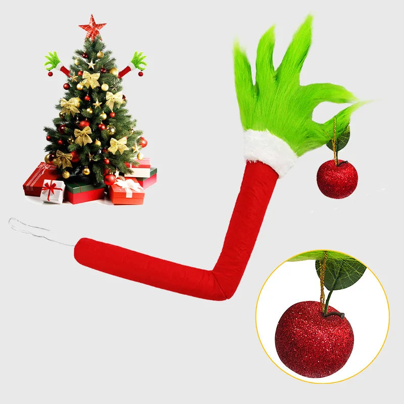 Christmas Elf Leg Plush Toy Xmas Tree Green Artificial Leg Children's Toy Christmas Green Hairy Monster Arm Pendant