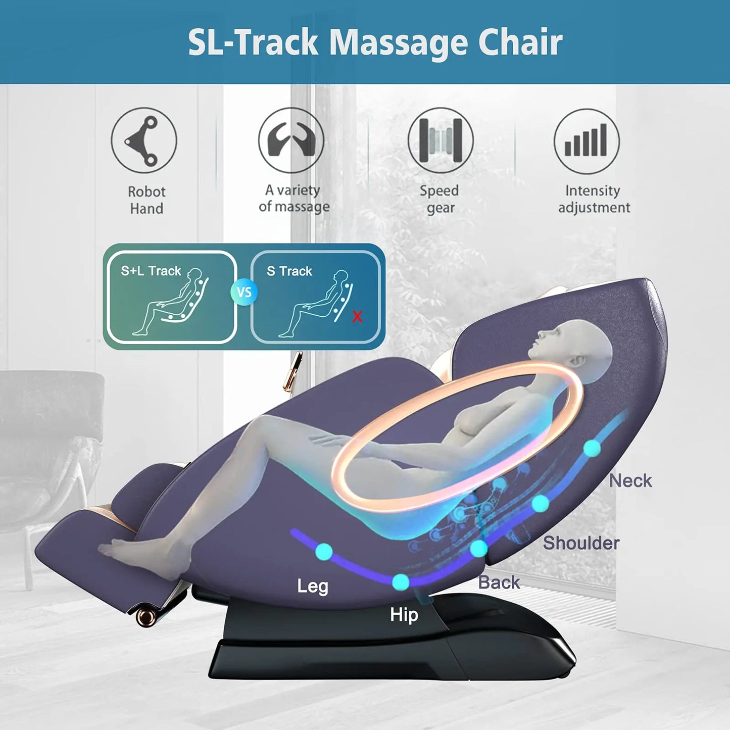 APP Control 4D Massage Chairs SL-Track Full Body Shiatsu Recliner