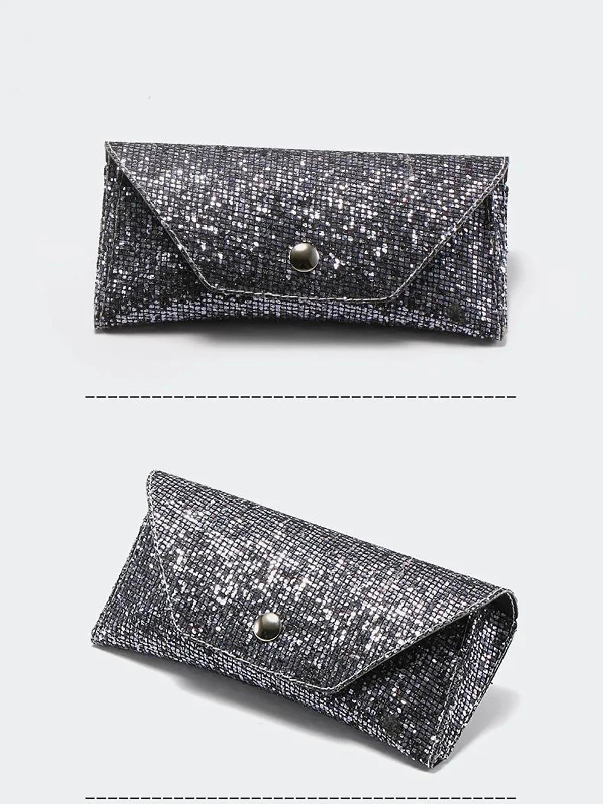 1pc Retro Soft Sequined Leather Sunglasses Case Portable Neutral