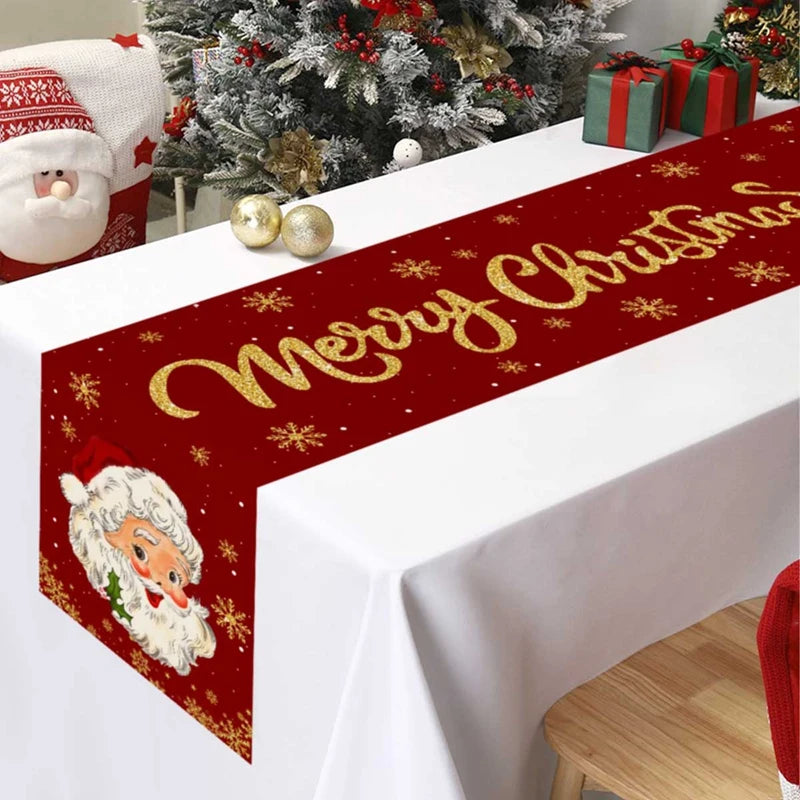 Christmas Table Runner Merry Christmas Decoration for Home Xmas Party