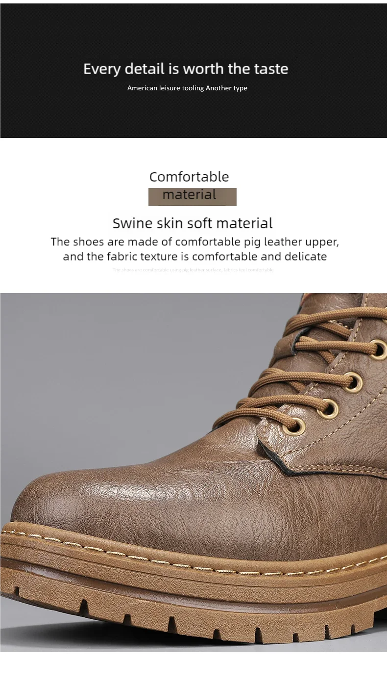 Men's boots soft sole four seasons anti slip comfortable high top boots men's thick soled comfortable youth versatile work boots