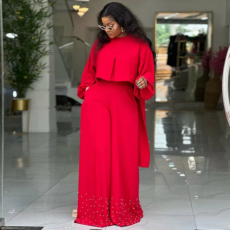2 Piece Women Matching Sets Solid Color Two Pieces Sets Top And Pants Suits Outfits Clothing