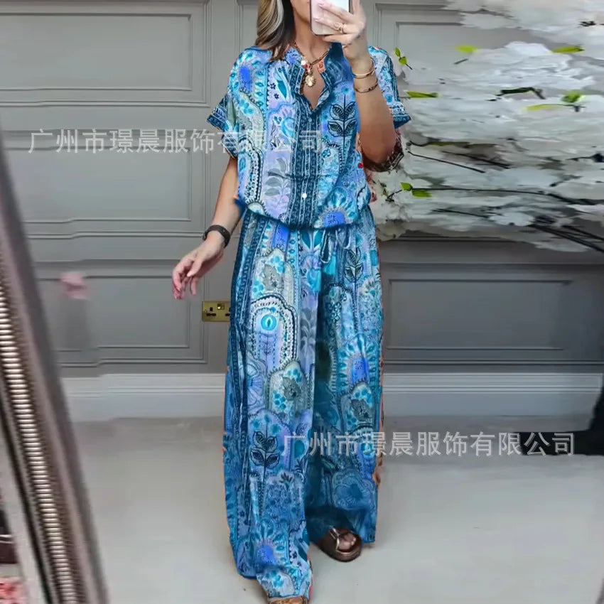Wide-leg Trousers Two-piece Suit For Women
