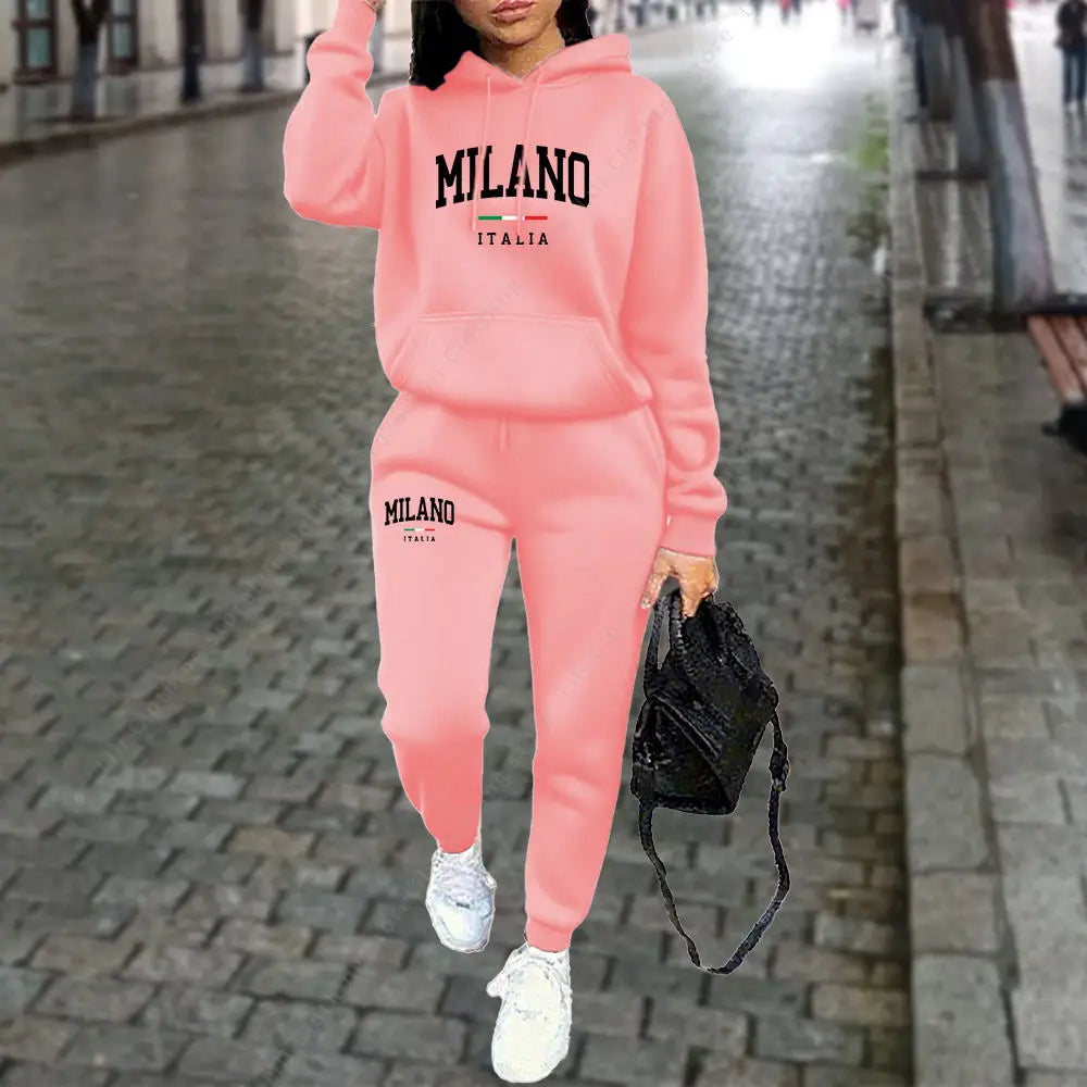 Autumn Winter Women's Sets 2pcs Hoodies Pants Suit Sports Outfits