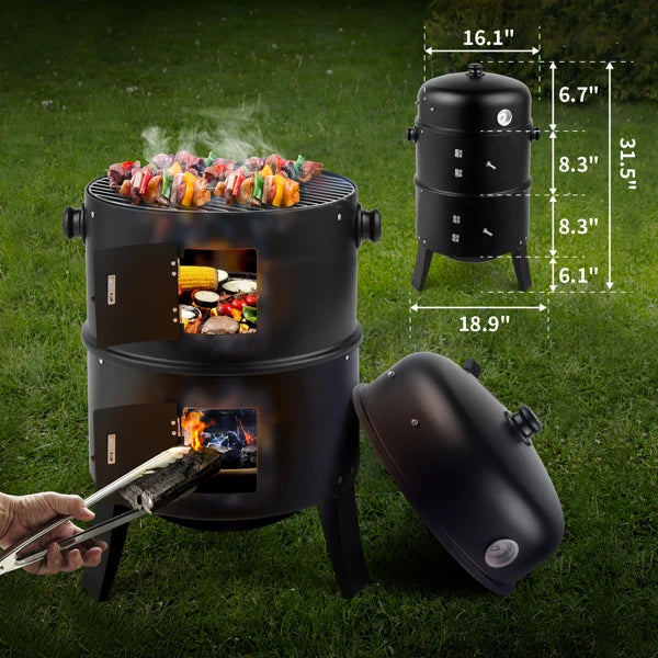 80*41*48cm Iron Spray Smoker Carbon Grill Black