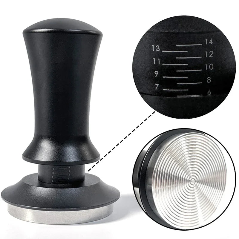 Coffee Tamper 54mm Ripple Base Espresso Tamper Barista Spring Loaded Coffee Tamper with Depth indication Tampers 51mm 53mm 58mm