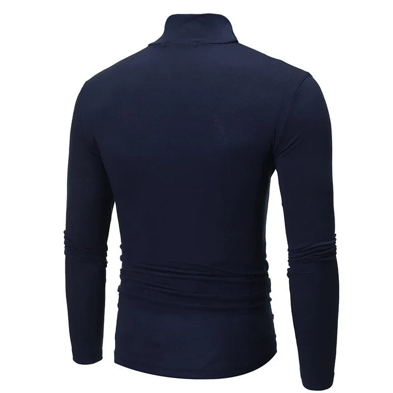 Autumn Winter Men's High Neck Apparel Pullover Thermal Tops